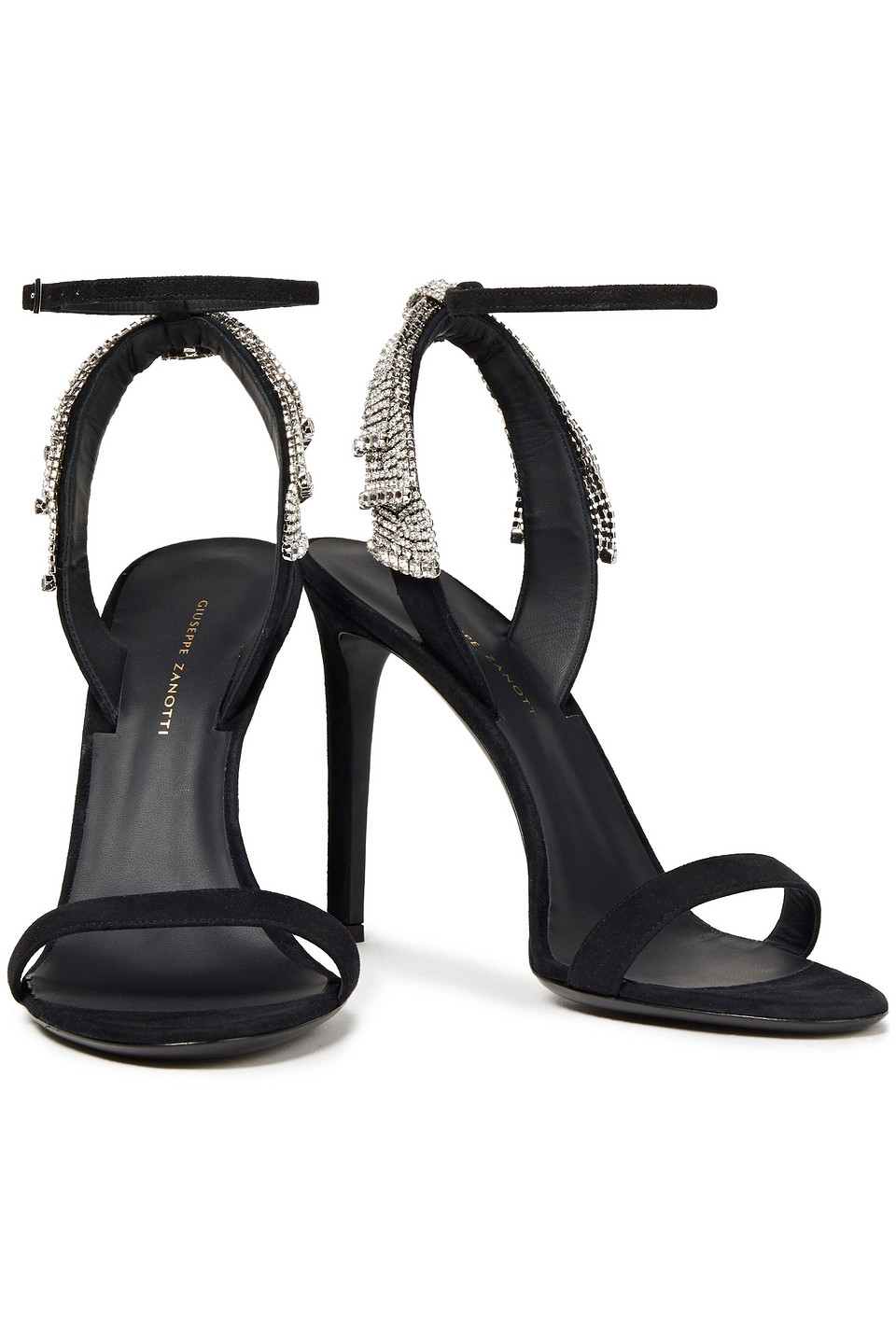 Chaiselong Frastøde Visne Giuseppe Zanotti Crystal-embellished Suede Sandals In Black | ModeSens