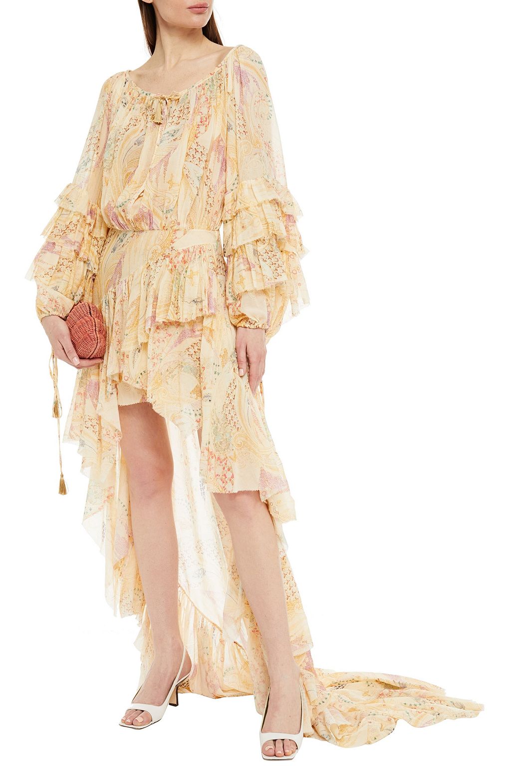 ETRO アシンメトリー ティアード プリントコットン ワンピース