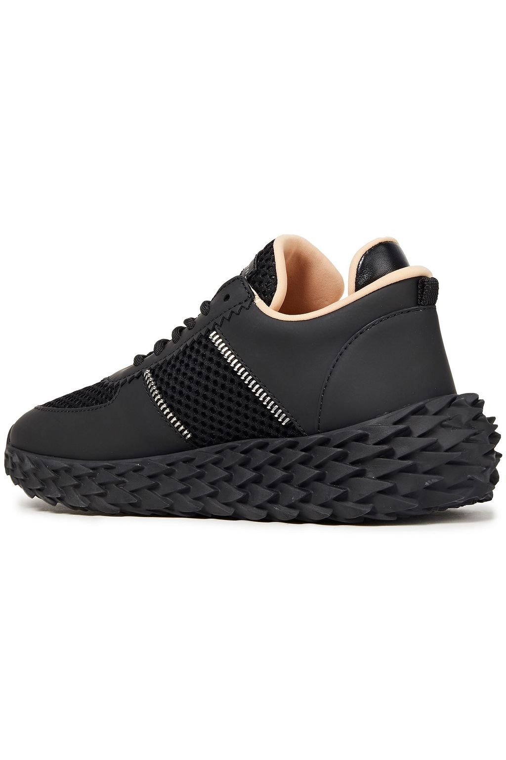 GIUSEPPE ZANOTTI Urchin leather and mesh sneakers