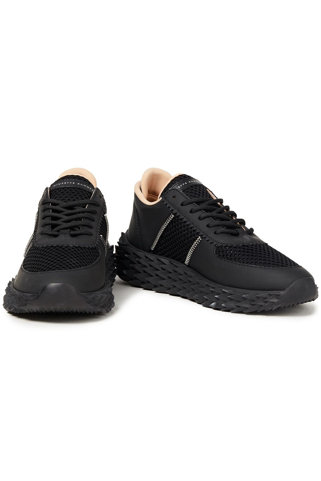 GIUSEPPE ZANOTTI Urchin leather and mesh sneakers