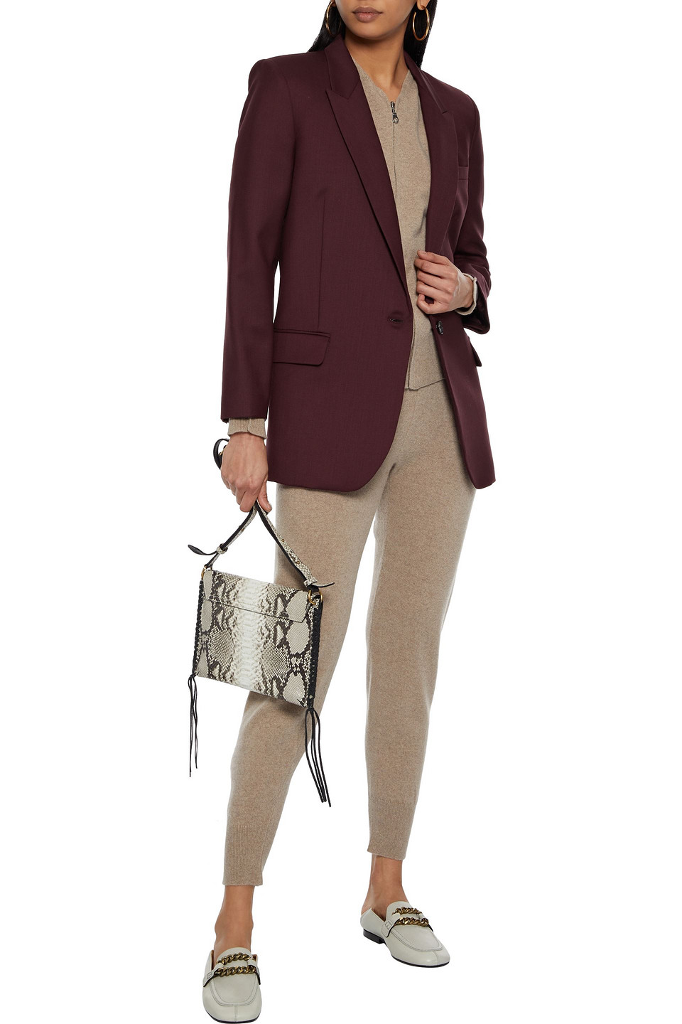 Nili Lotan Diane Wool-blend Twill Blazer In Merlot