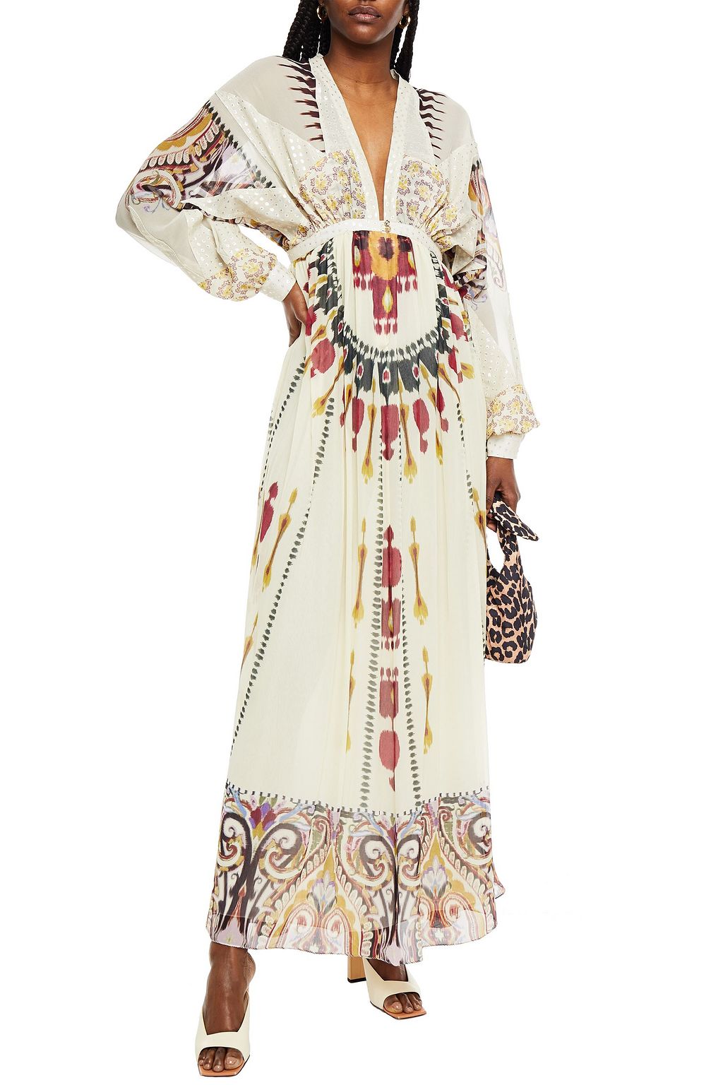 ETRO Fil coupé crepe de chine-paneled printed silk-georgette maxi dress
