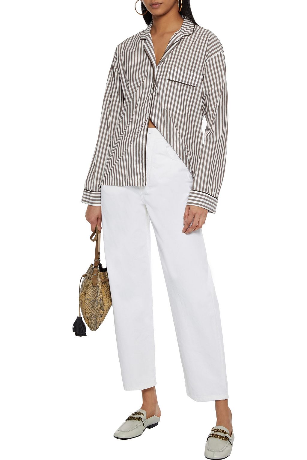 NILI LOTAN Lauren striped cotton-broadcloth shirt