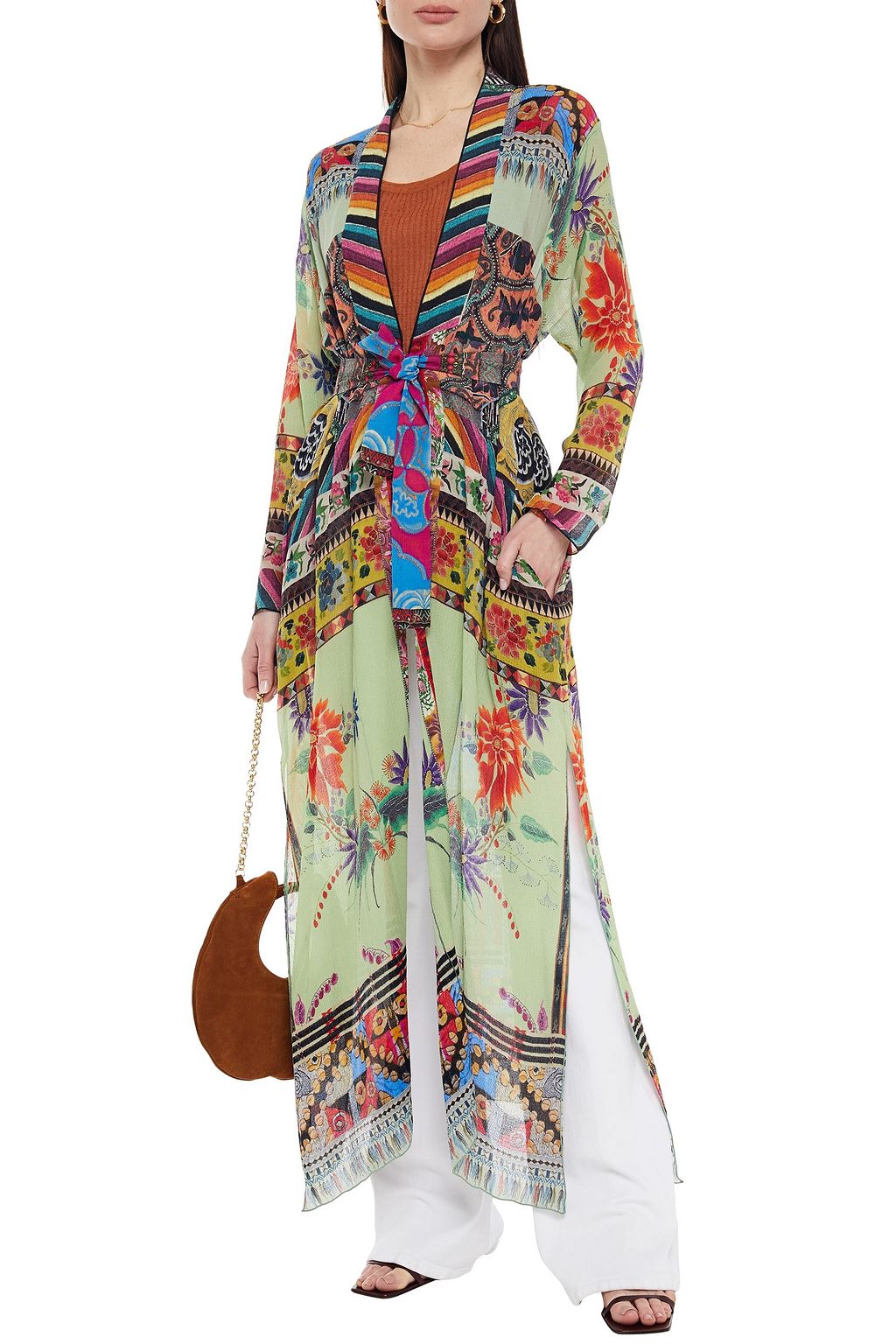ETRO Split-side printed silk-gauze kimono