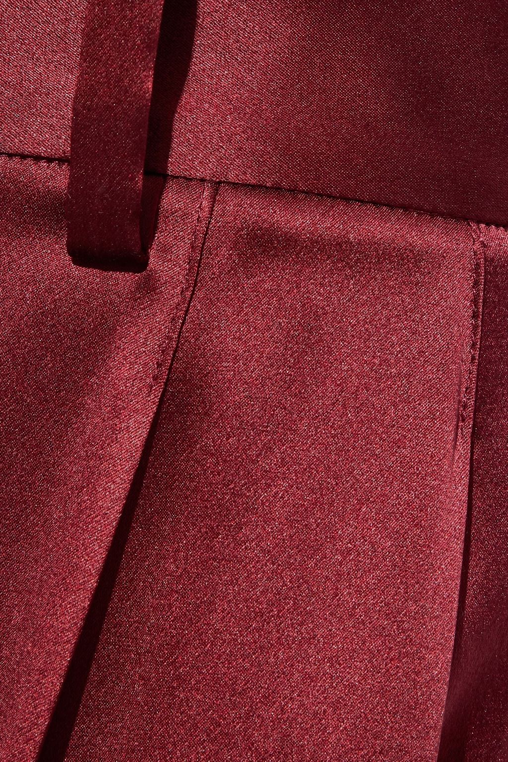 NILI LOTAN Inez pleated silk-satin wide-leg pants