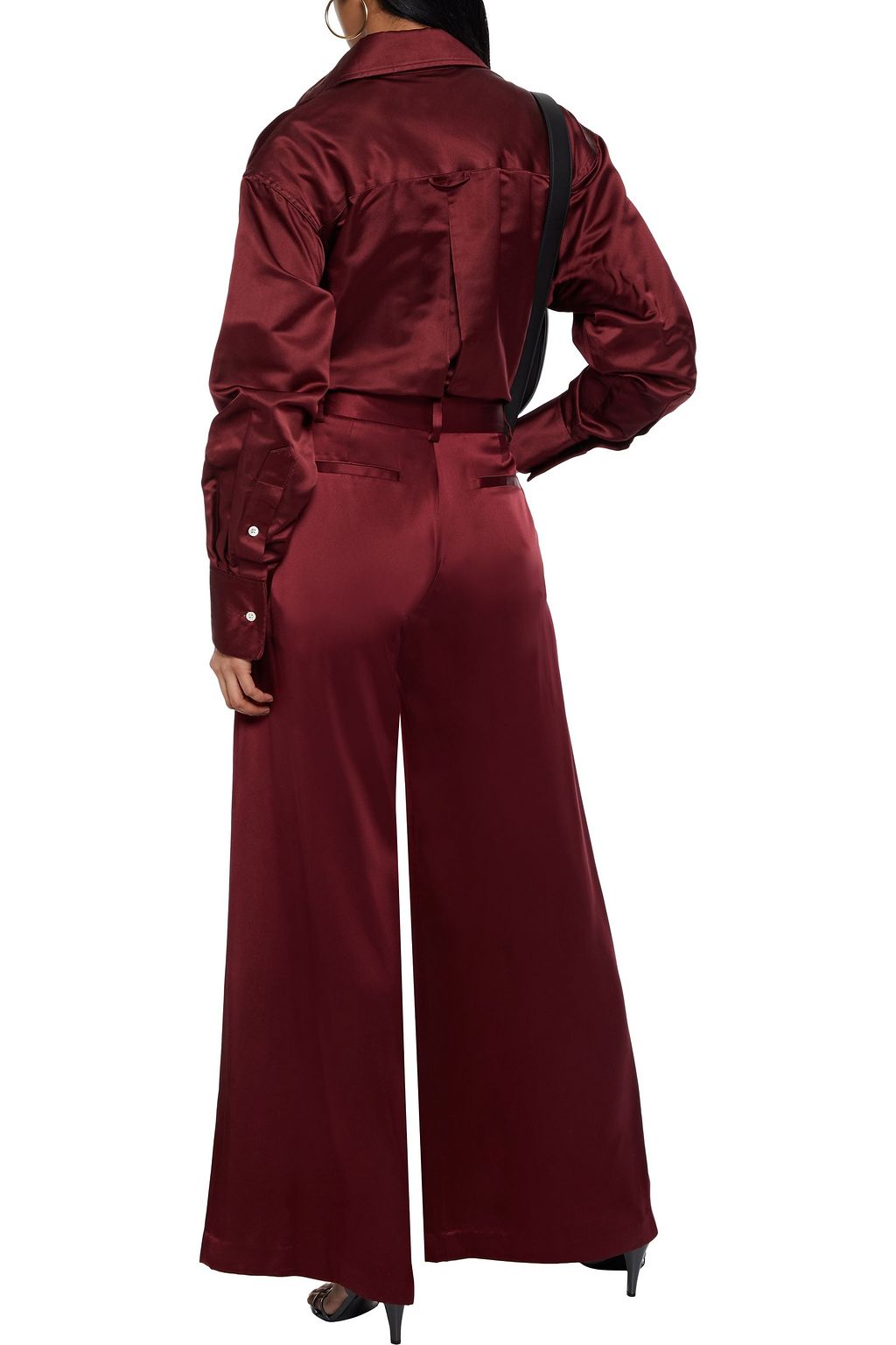 NILI LOTAN Inez pleated silk-satin wide-leg pants