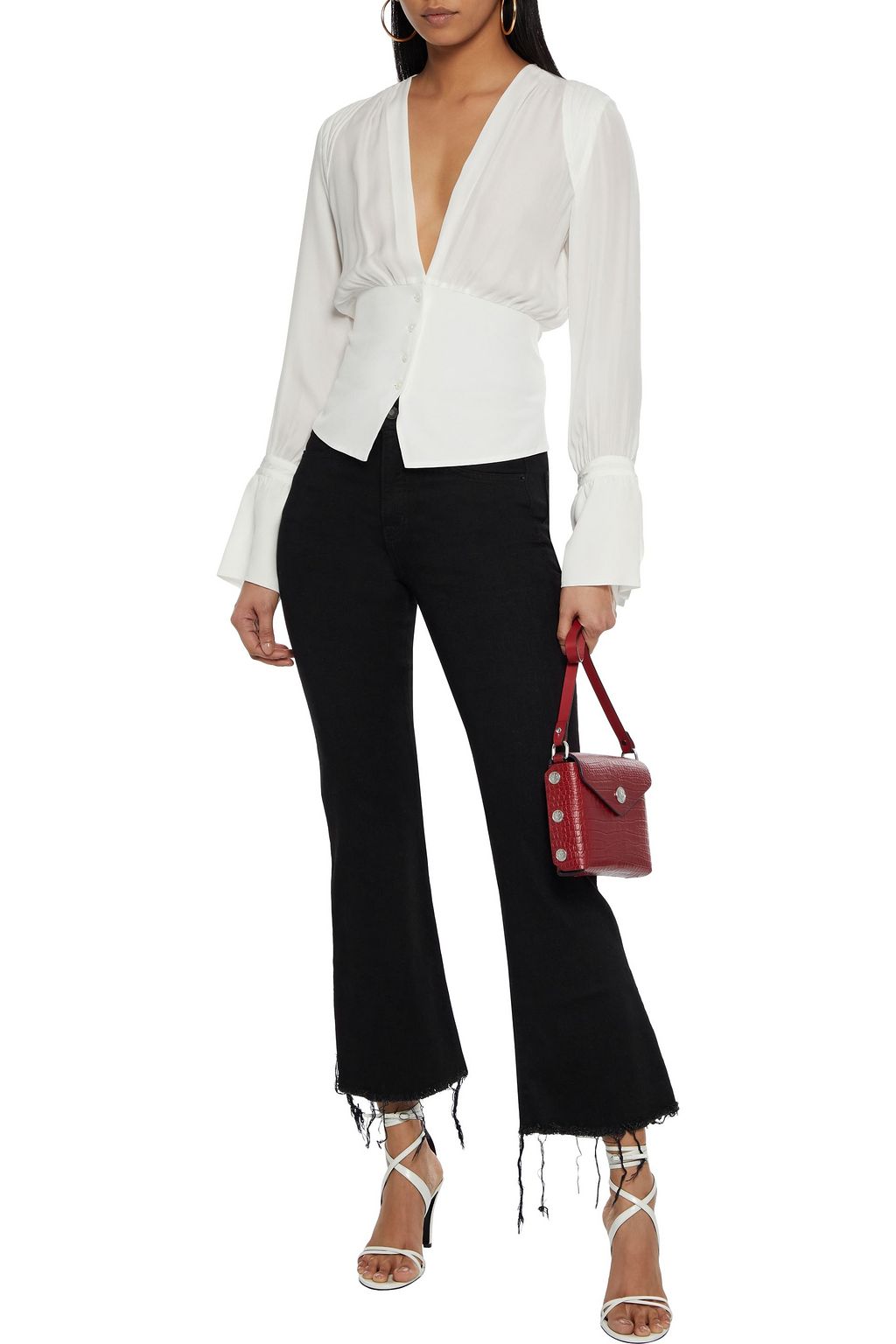 NILI LOTAN Maria gathered silk crepe de chine blouse