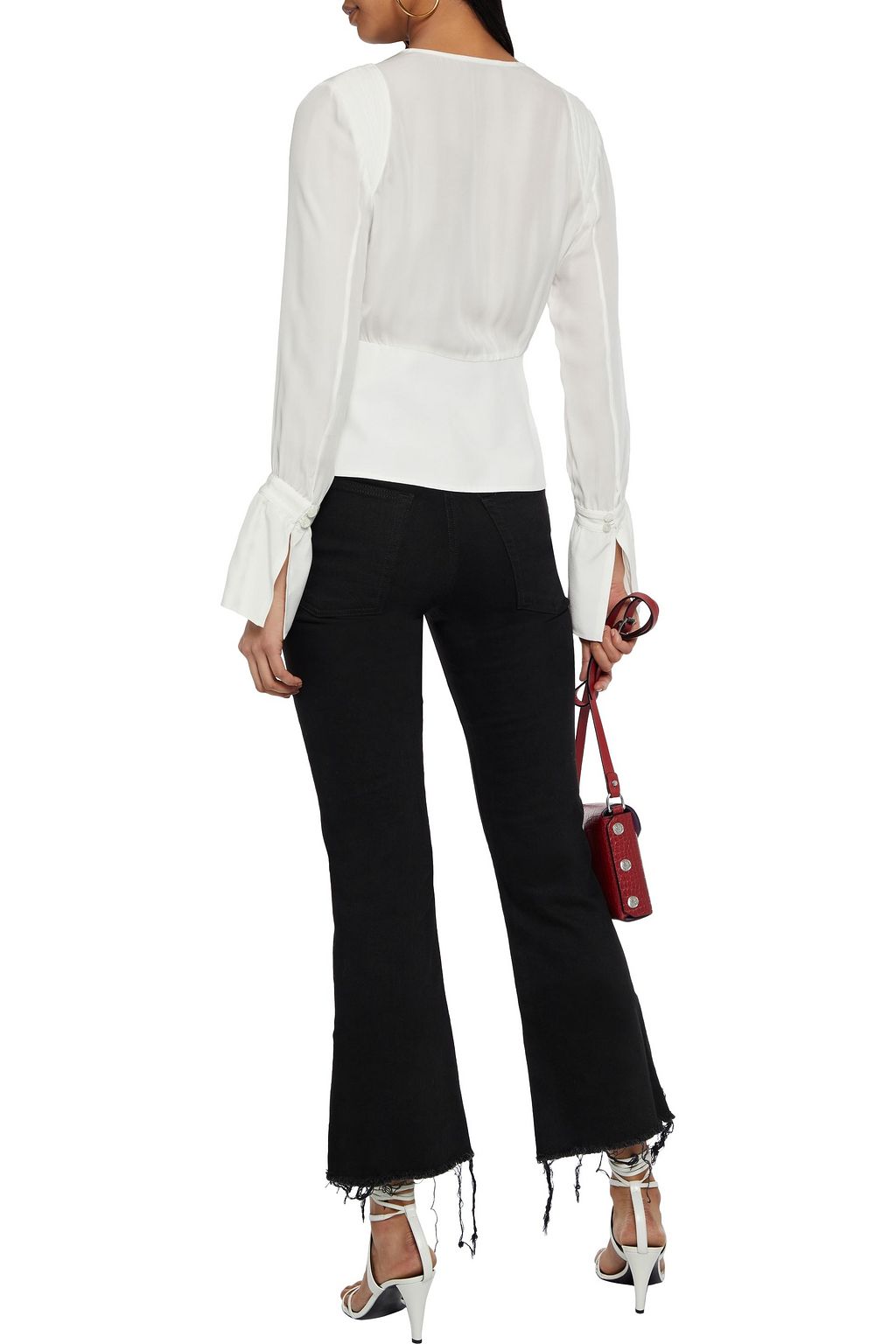 Nili Lotan - Vianca Frayed high-rise kick-flare Jeans Black - 24
