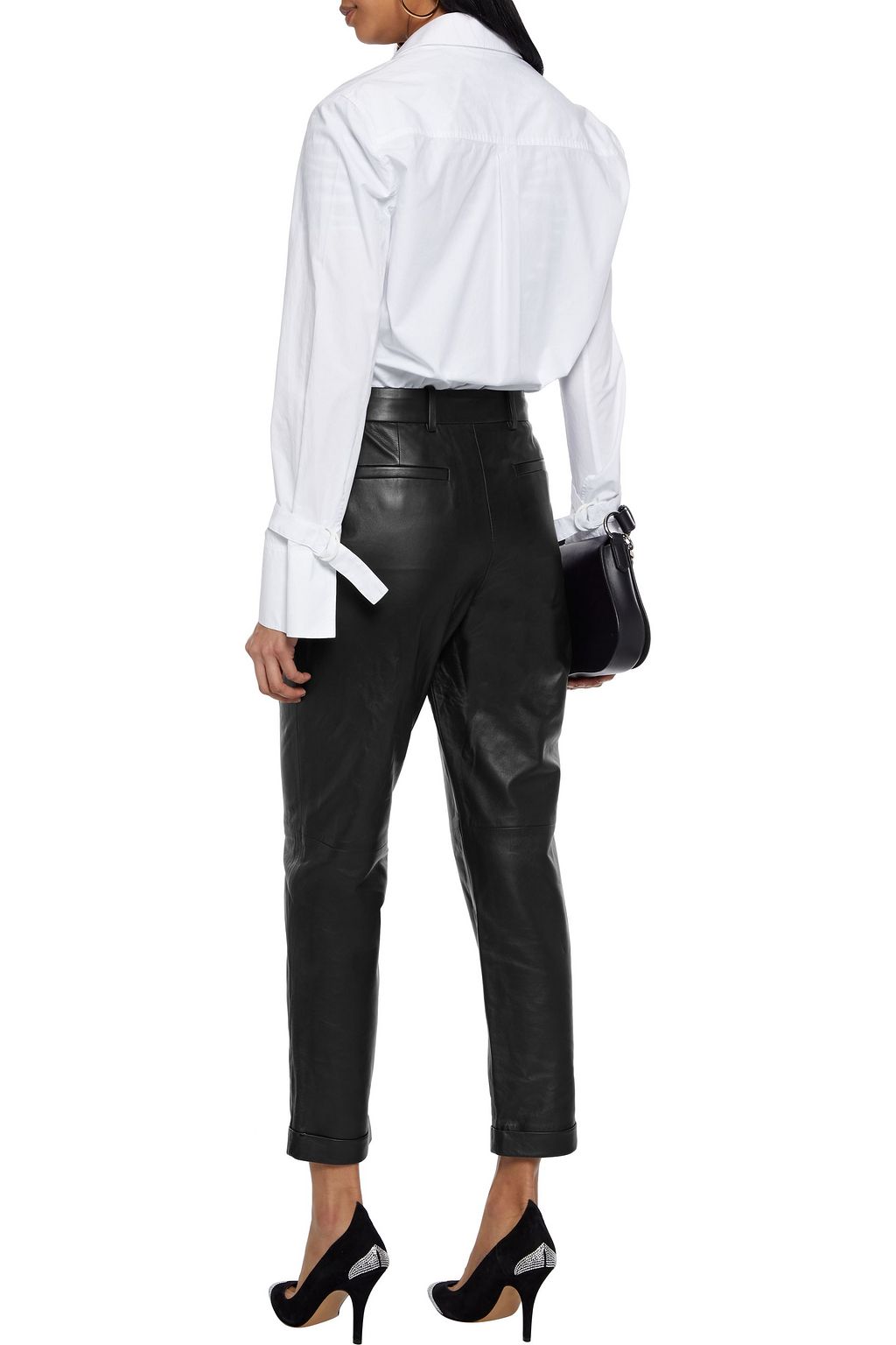 NILI LOTAN Montana leather tapered pants