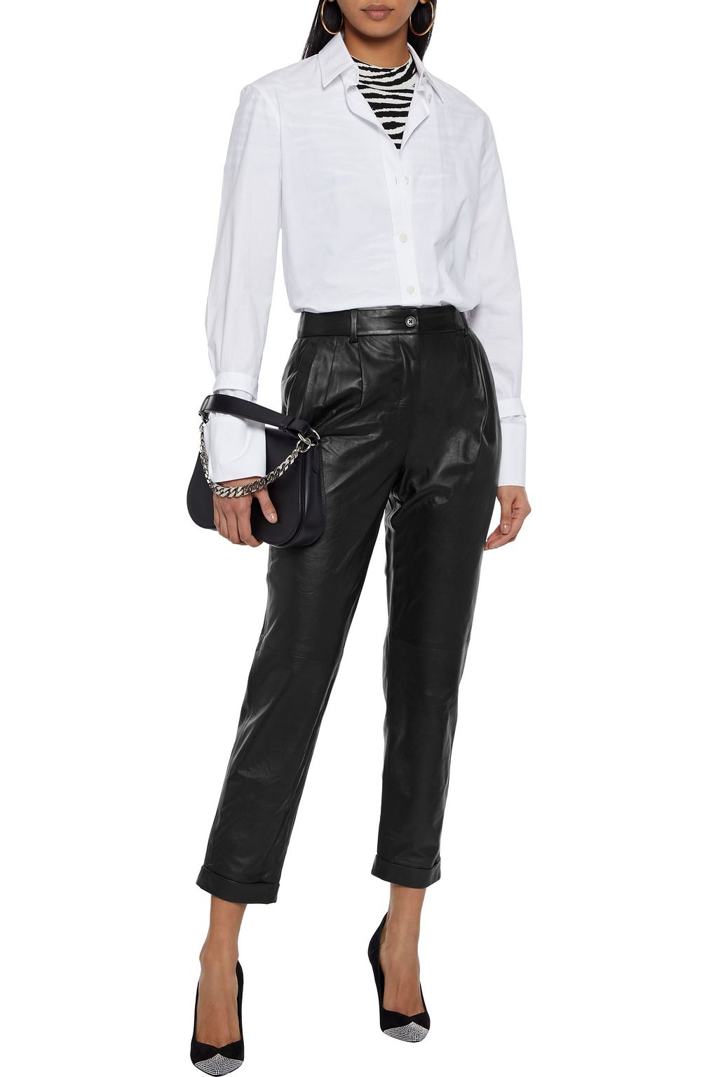 NILI LOTAN Montana leather tapered pants