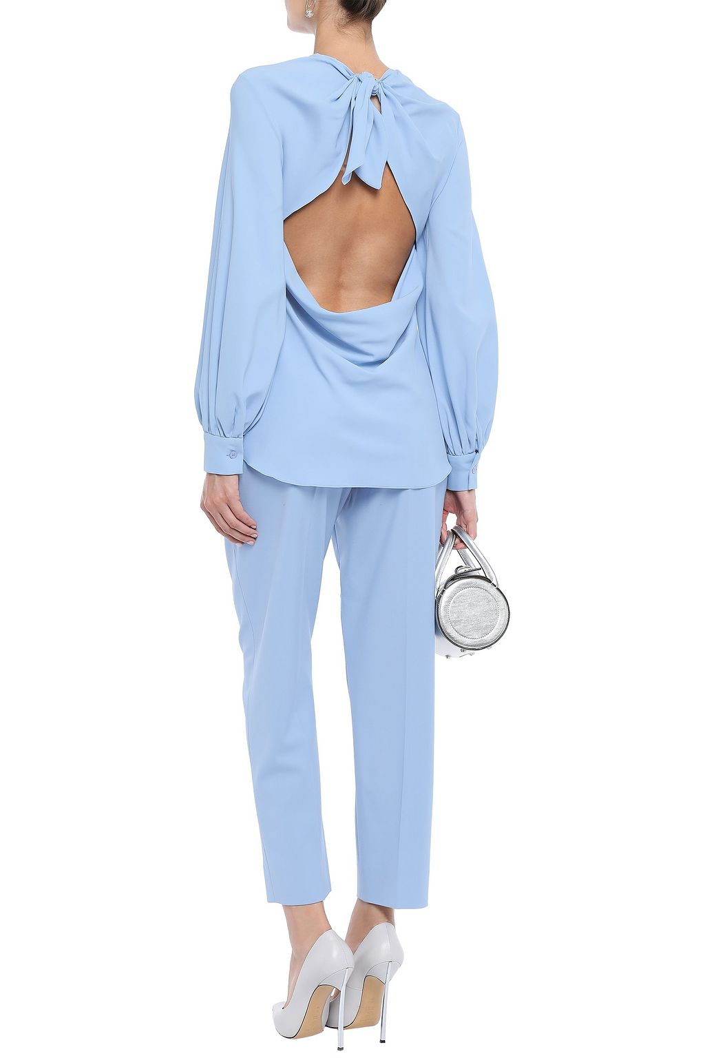 OSCAR DE LA RENTA Open-back stretch-silk blouse