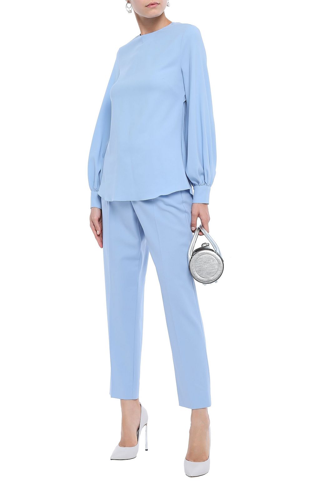OSCAR DE LA RENTA Open-back stretch-silk blouse