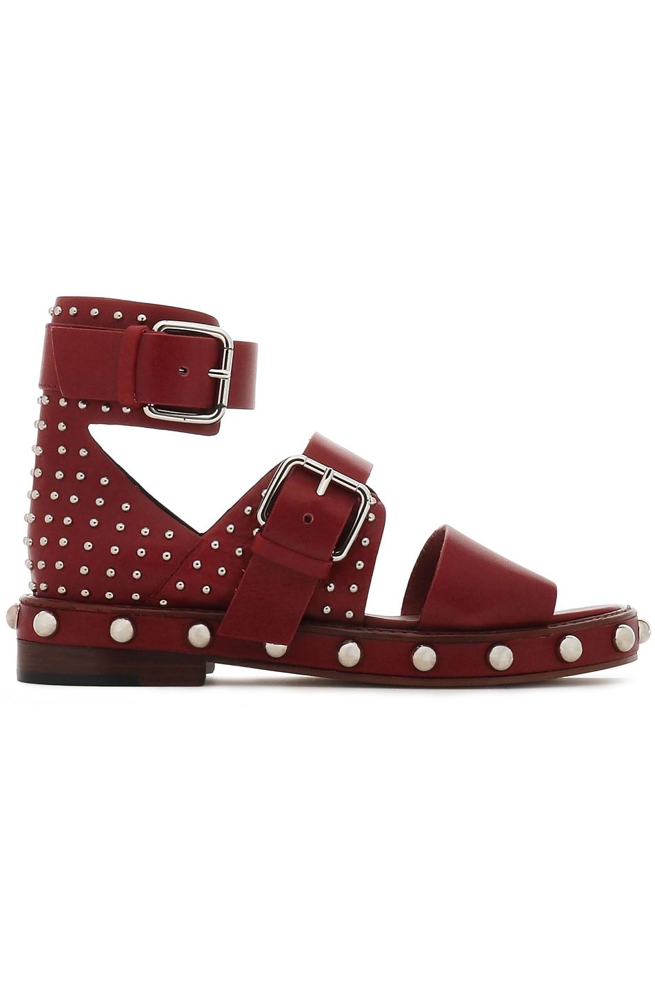 VT One Stud Leather Sandals Ruby Red Cowhide 292752