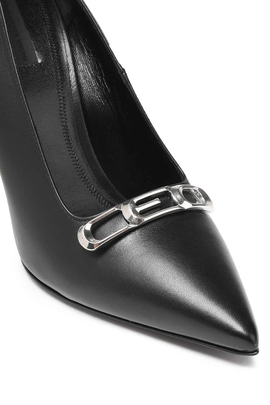 ALEXANDER WANG CEO appliquéd leather-trimmed leather pumps