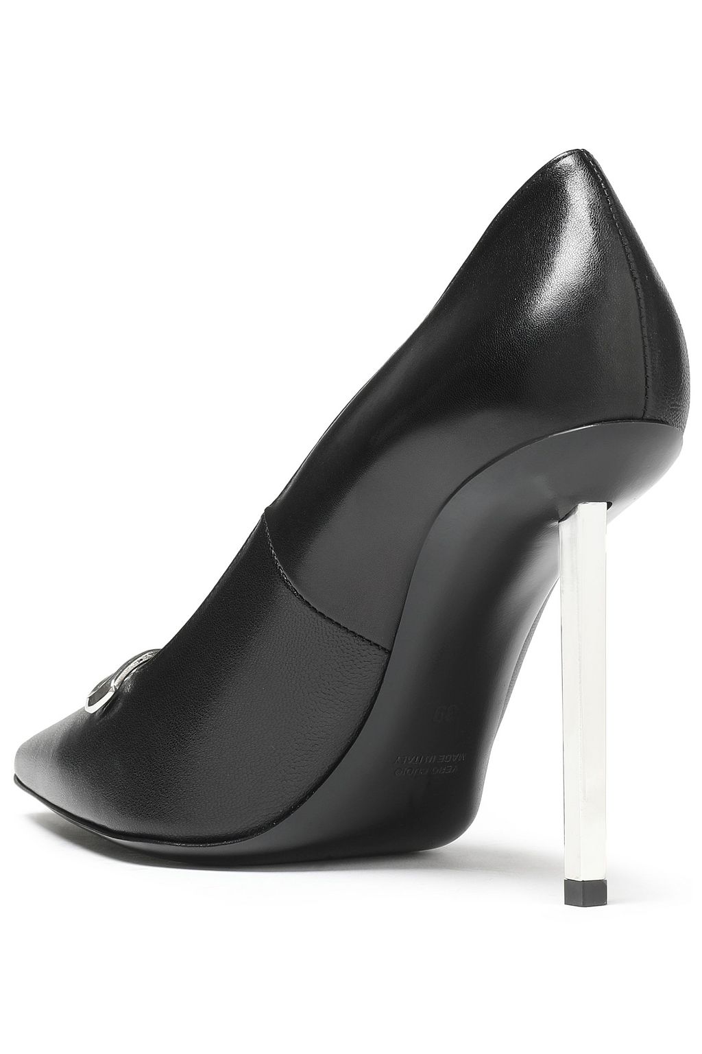 ALEXANDER WANG CEO appliquéd leather-trimmed leather pumps