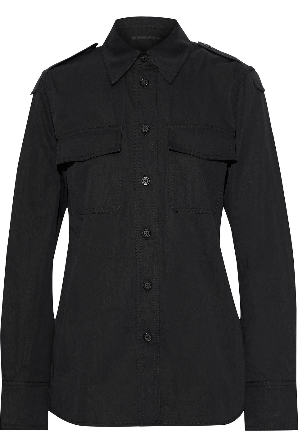 helmut lang - cotton-blend twill shirt - black - xs