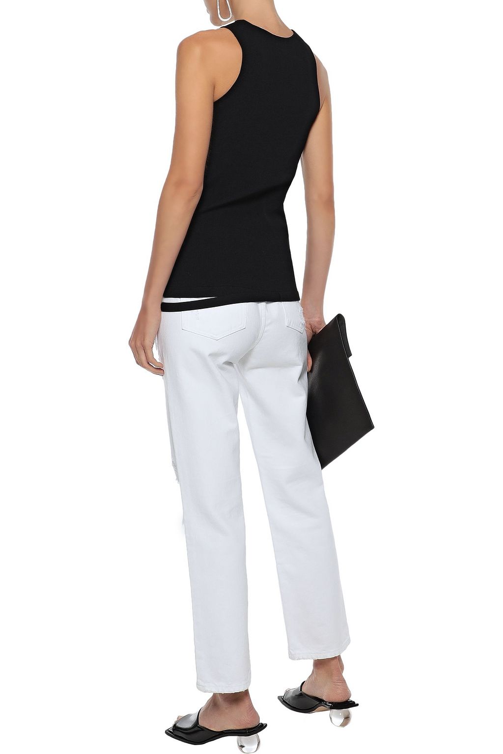 HELMUT LANG Cutout ribbed-knit tank