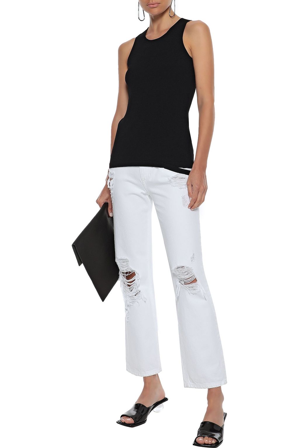 HELMUT LANG Cutout ribbed-knit tank