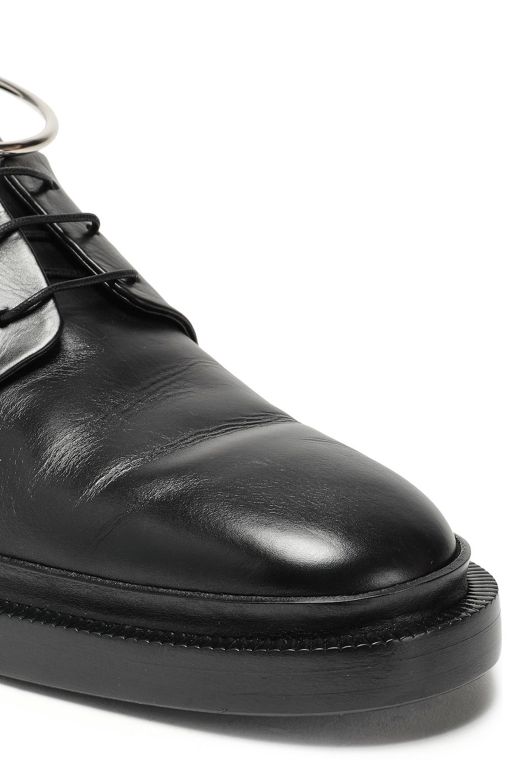 JIL SANDER Appliquéd glossed-leather brogues