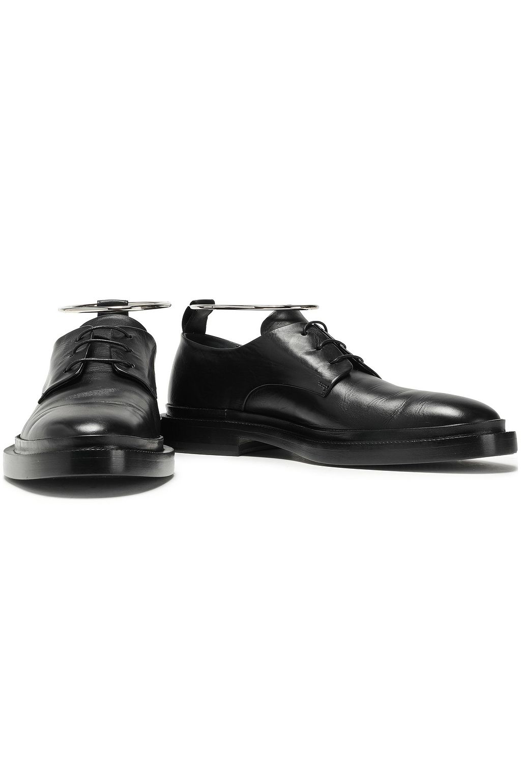 JIL SANDER Appliquéd glossed-leather brogues