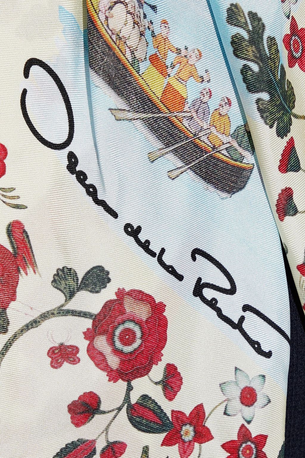 OSCAR DE LA RENTA Printed twill-trimmed wool-blend crepe mini dress