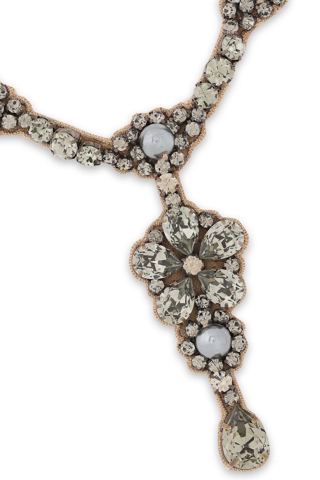 VALENTINO GARAVANI Satin, crystal and faux pearl necklace