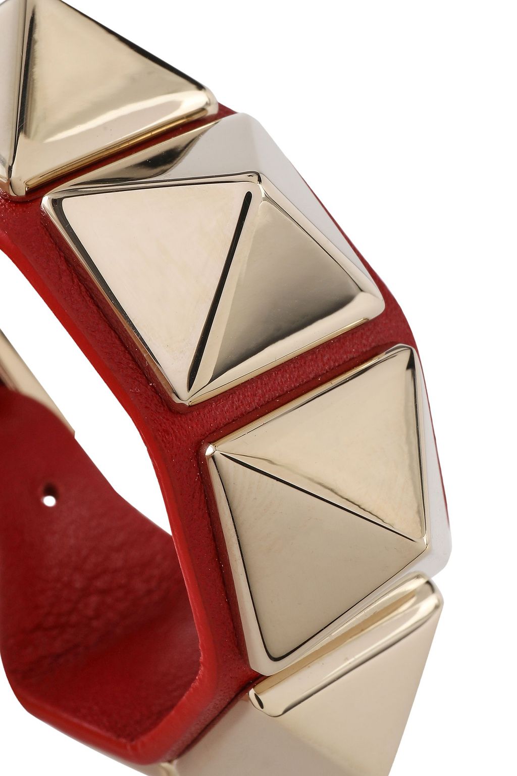 VALENTINO GARAVANI Rockstud gold-tone and leather bracelet