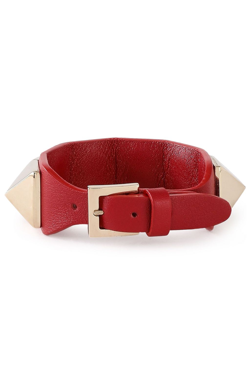 VALENTINO GARAVANI Rockstud gold-tone and leather bracelet