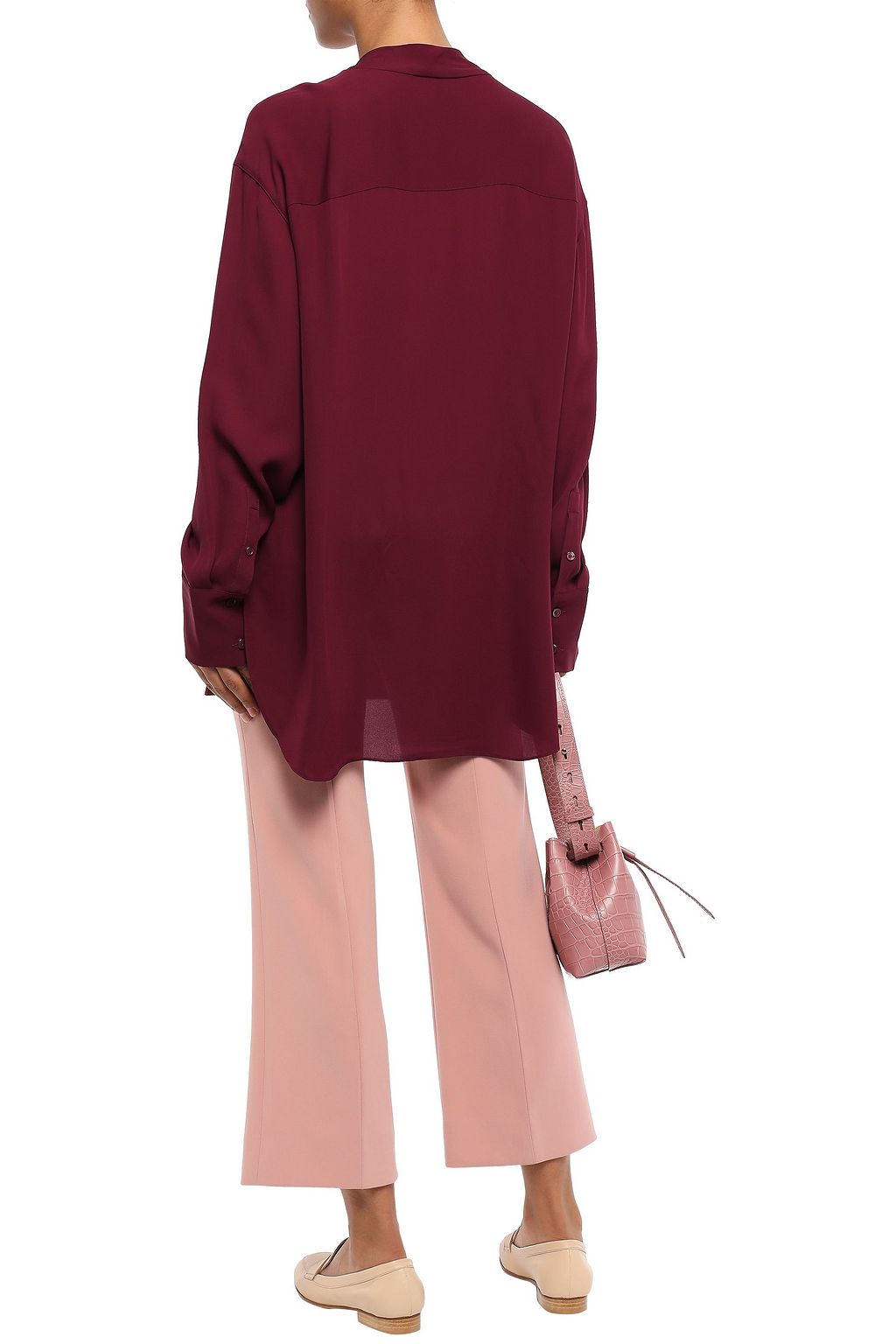 THEORY Pussy-bow silk-crepe blouse