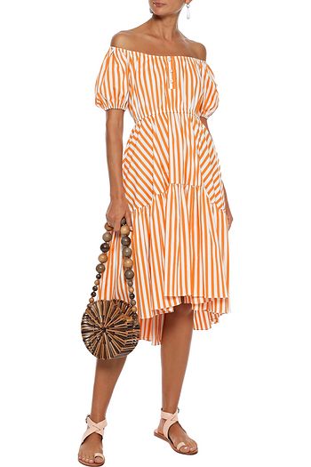 caroline constas rainbow sequin midi dress