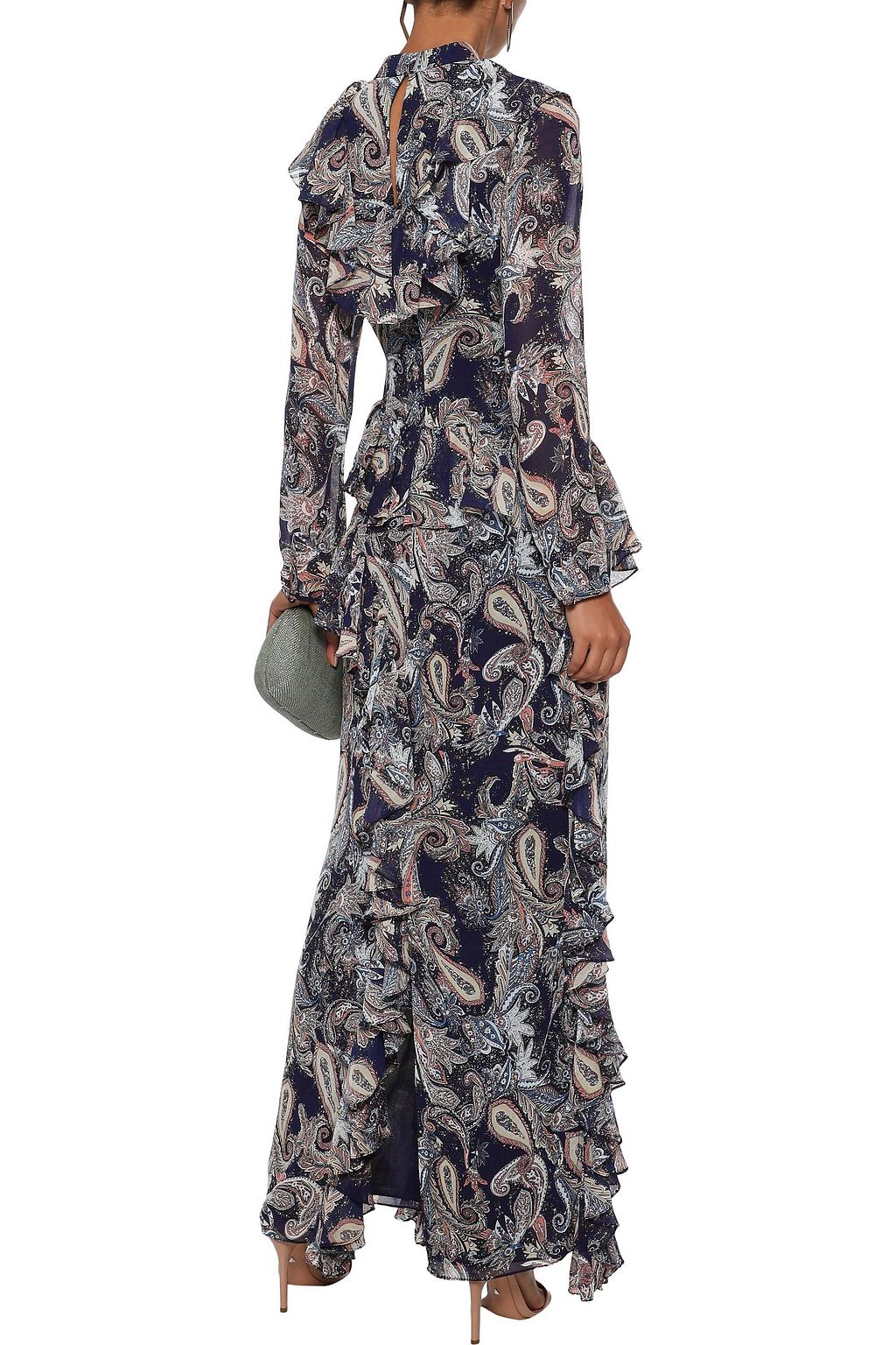 MIKAEL AGHAL Ruffle-trimmed printed chiffon maxi dress