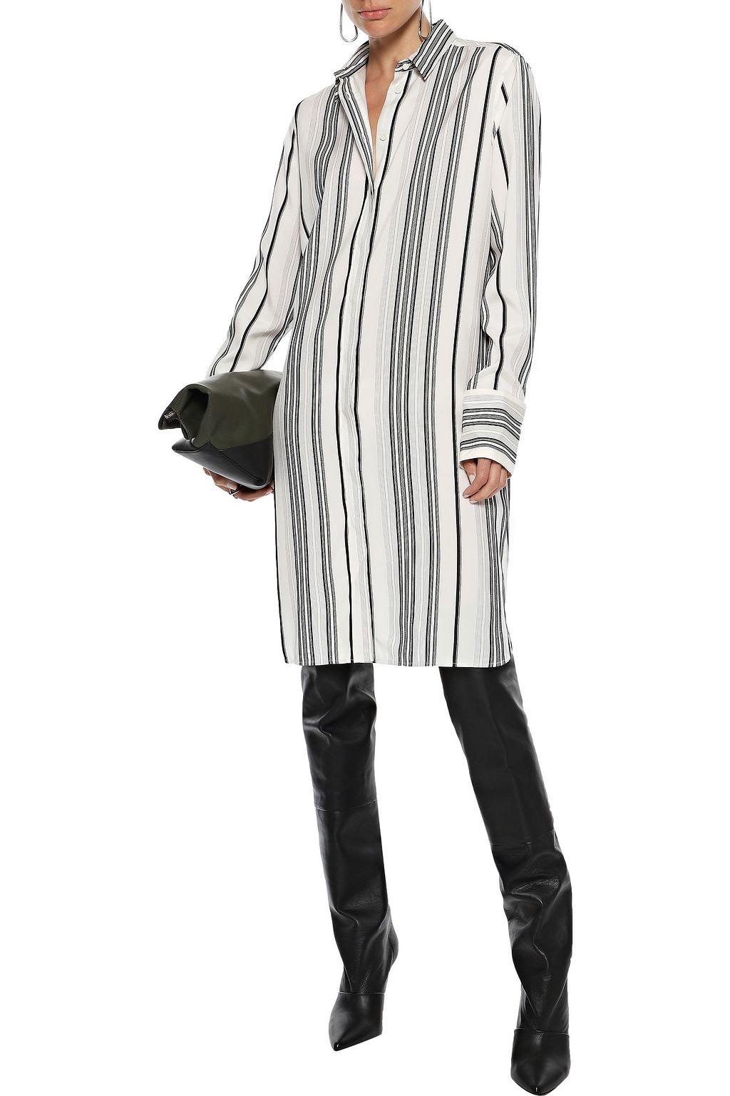 JIL SANDER Striped silk-poplin shirt dress