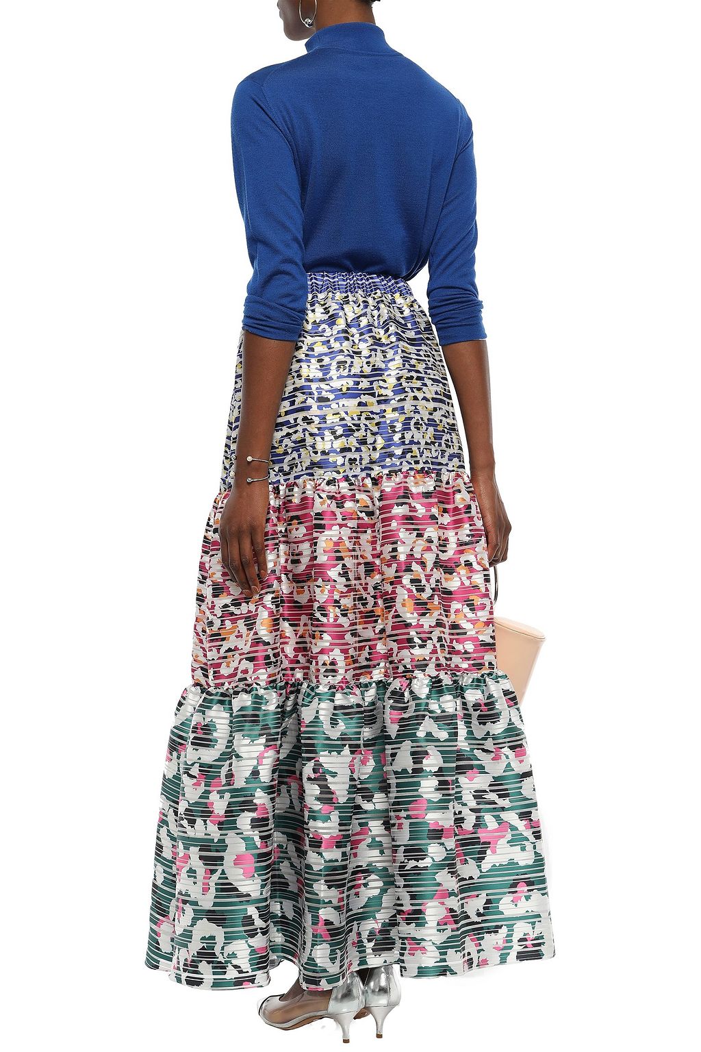 MARY KATRANTZOU Carmen gathered burnout jacquard maxi skirt