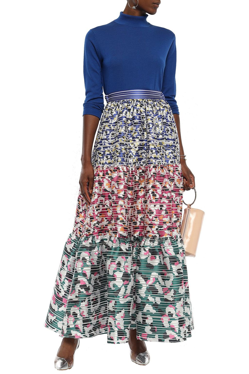 MARY KATRANTZOU Carmen gathered burnout jacquard maxi skirt