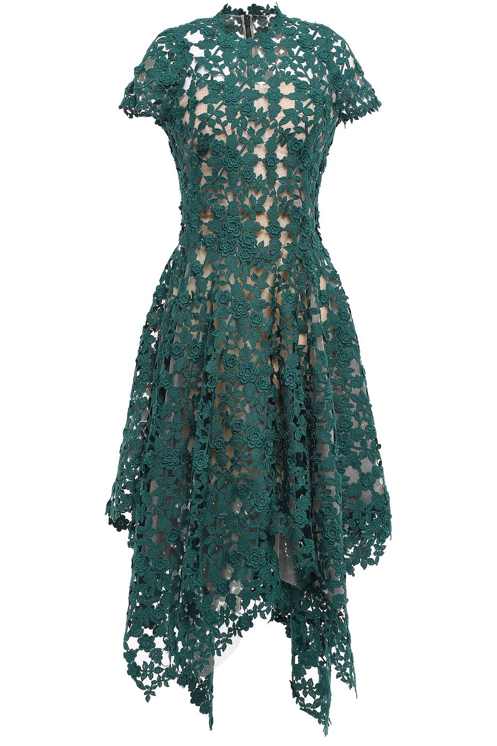 dark green lace midi dress