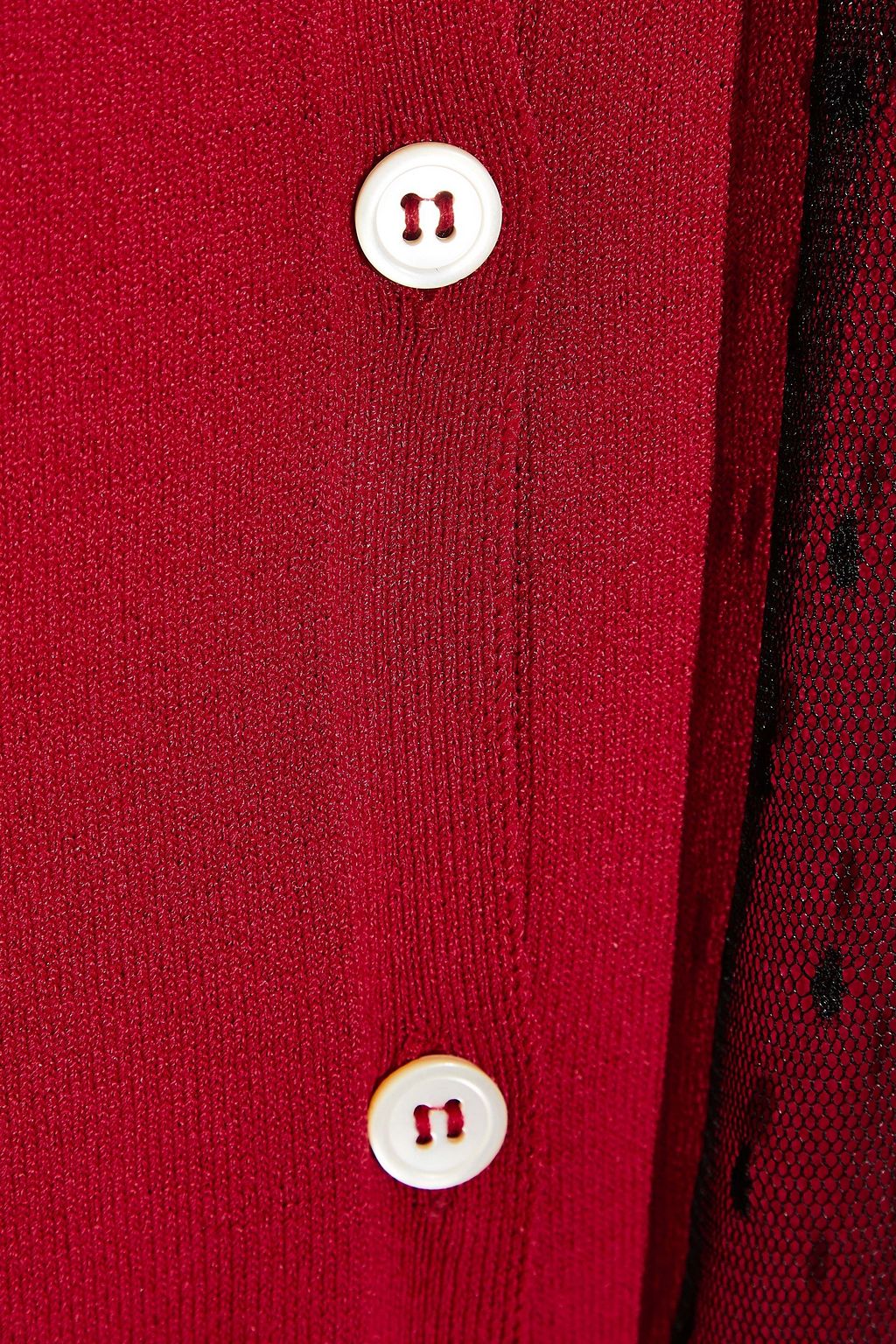 REDVALENTINO Tie-neck point d'esprit-trimmed stretch-knit cardigan
