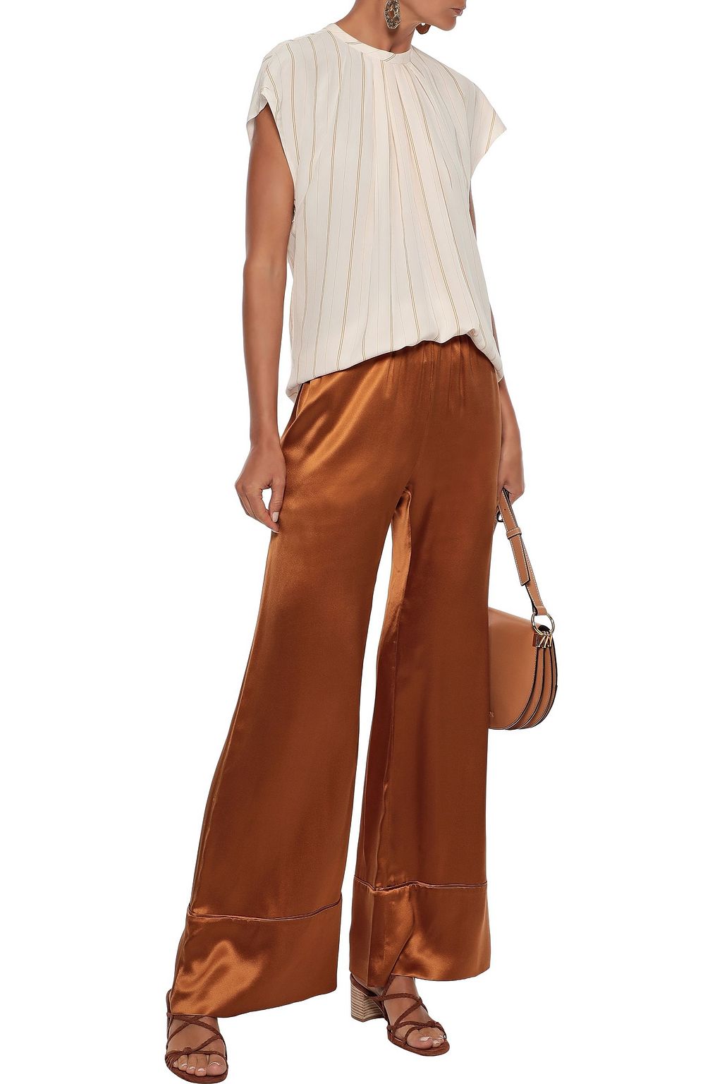 JOIE Tyanna gathered striped voile top