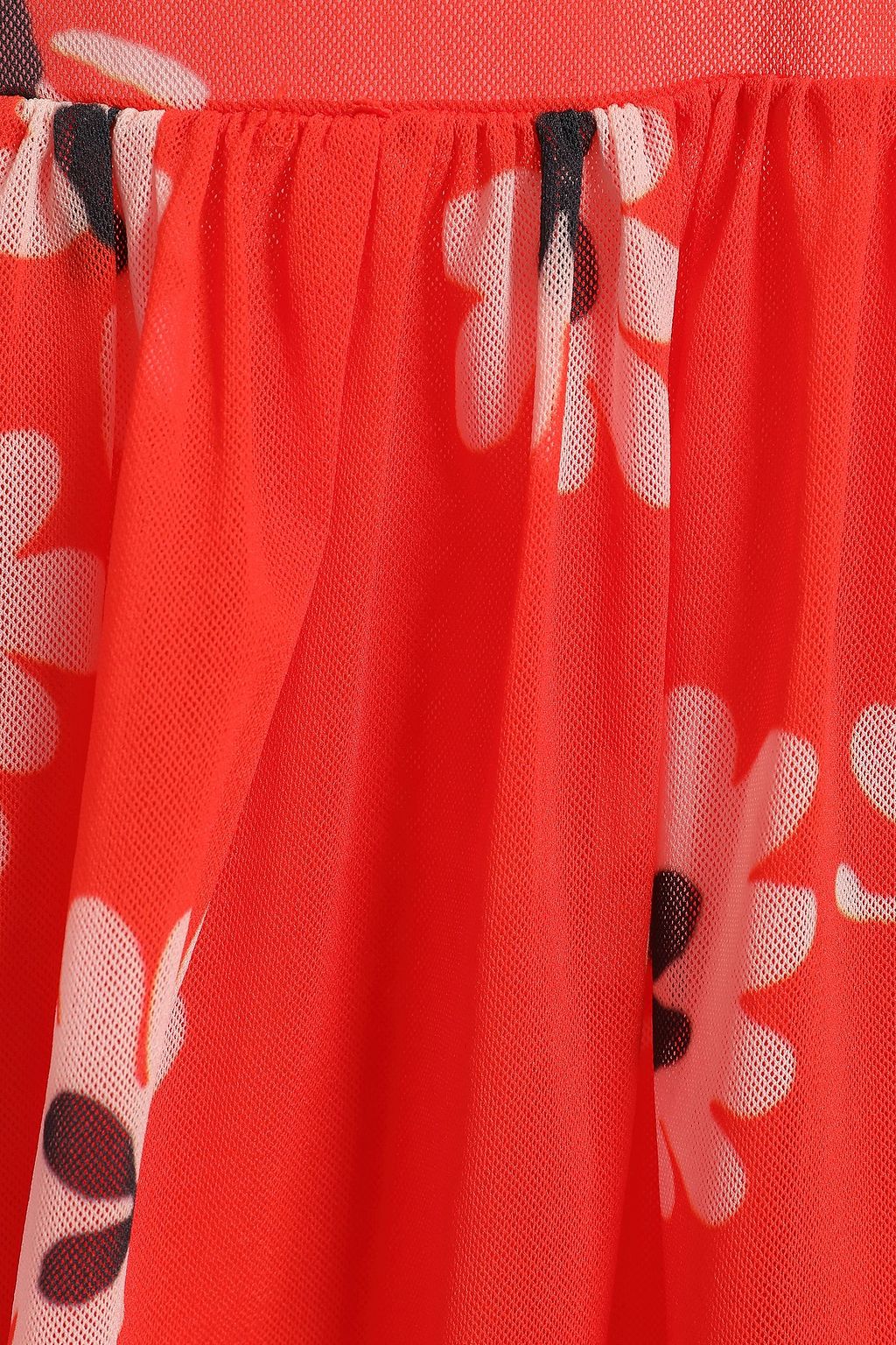 GANNI Gathered floral-print mesh dress