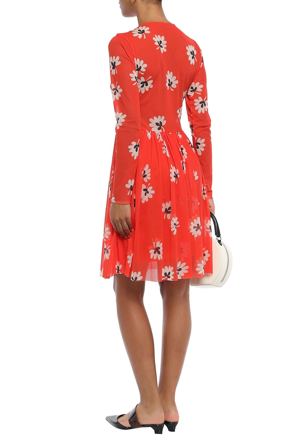 GANNI Gathered floral-print mesh dress