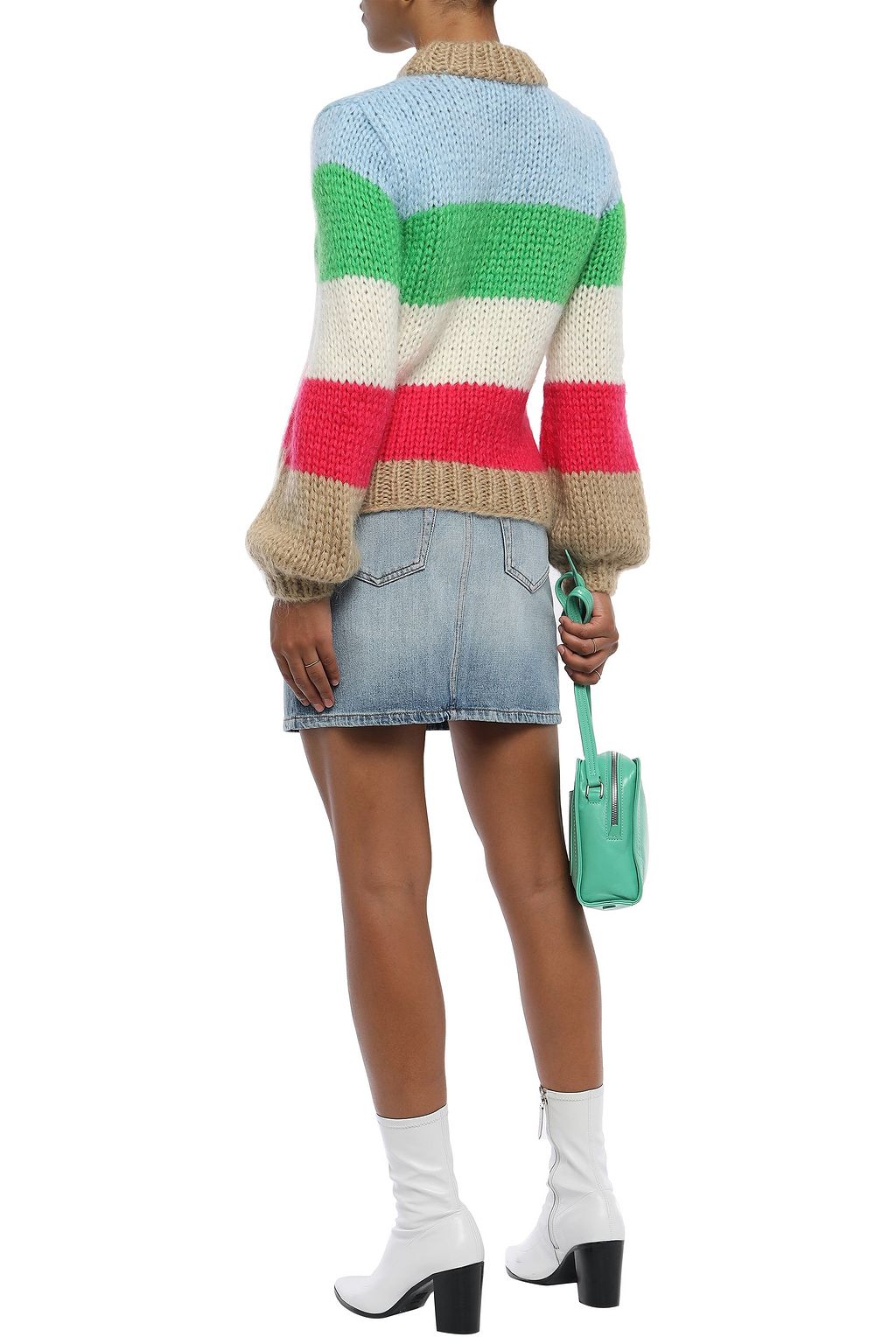 GANNI Julliard color-block mohair and wool-blend sweater