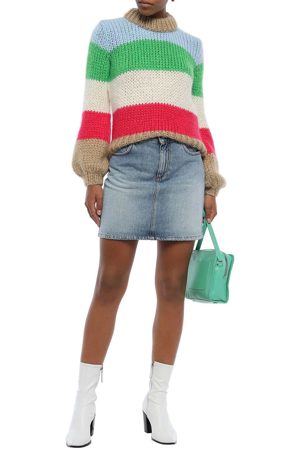 GANNI Julliard color-block mohair and wool-blend sweater