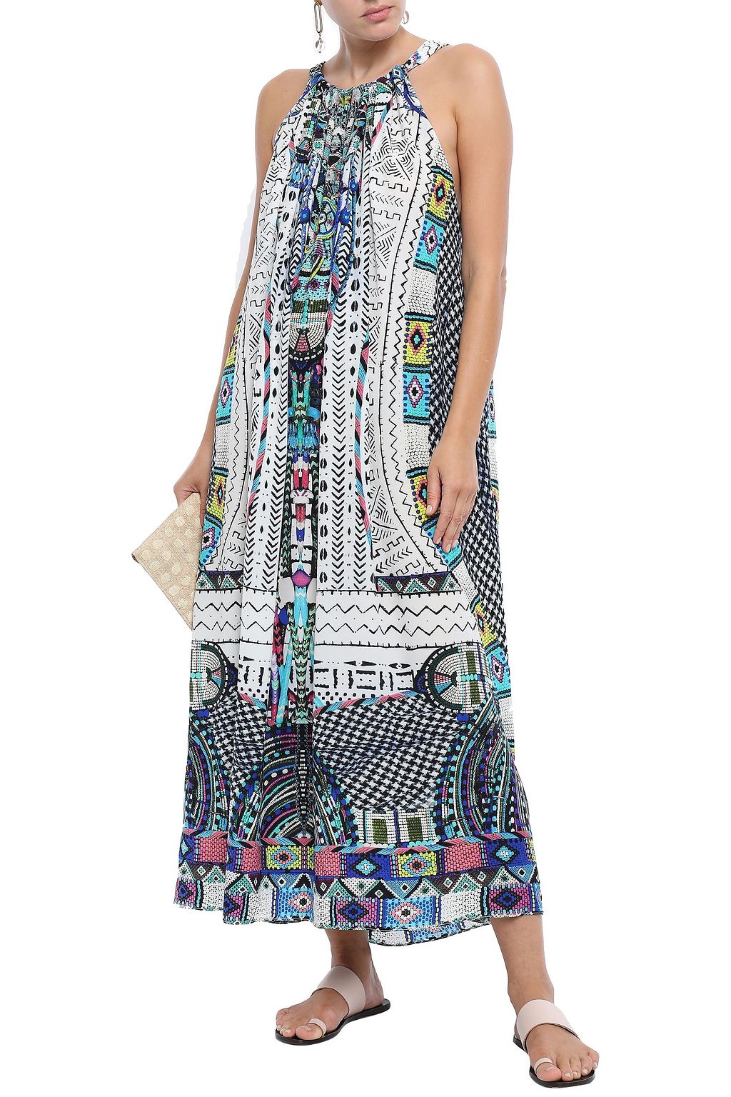 CAMILLA Embellished printed silk crepe de chine maxi dress