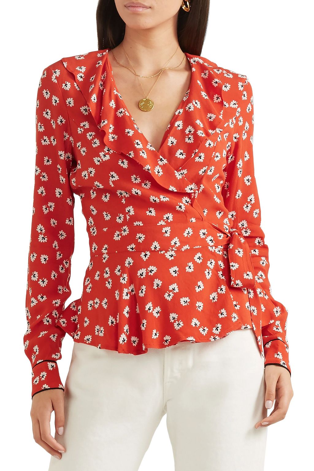 silvery crepe wrap blouse