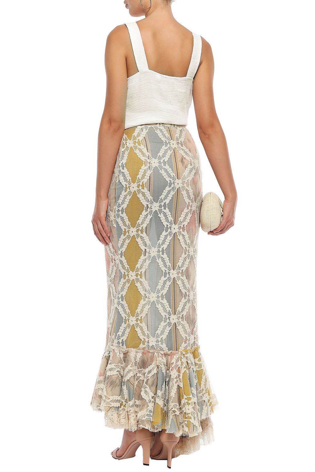 BROCK COLLECTION Asymmetric fluted corded lace maxi skirt