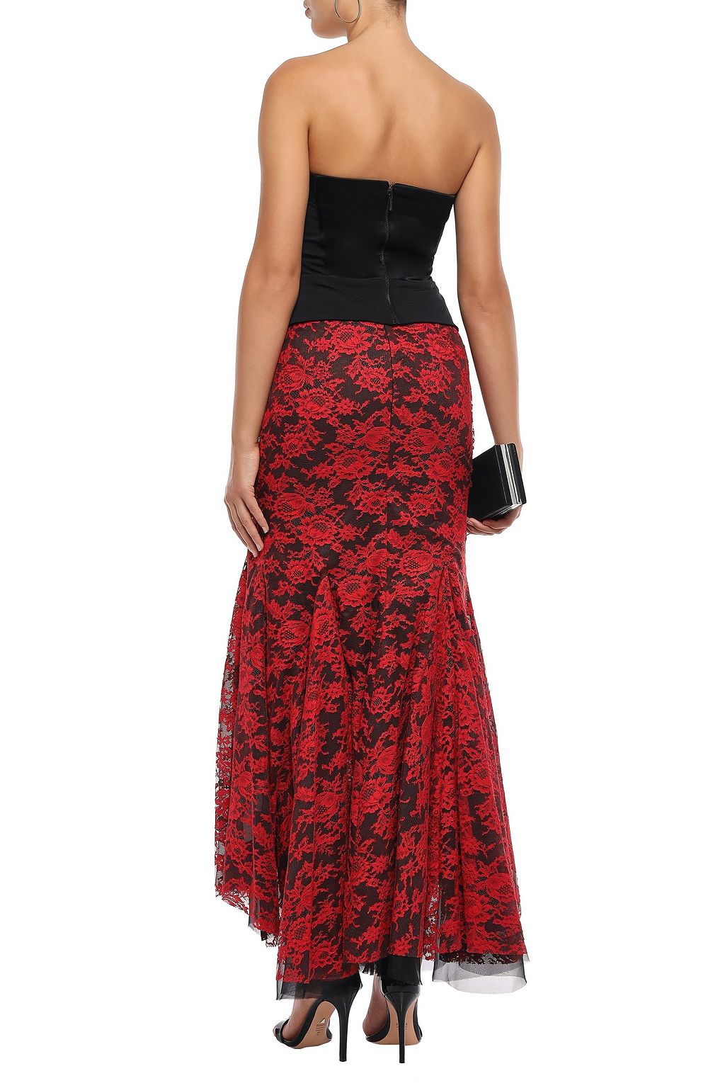 BROCK COLLECTION Asymmetric layered lace and silk-organza skirt