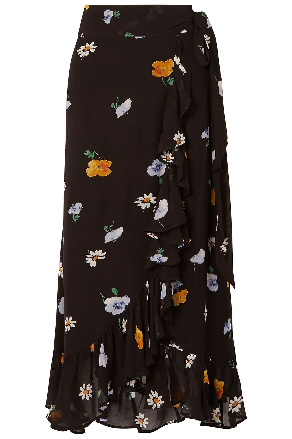 ganni georgette wrap skirt