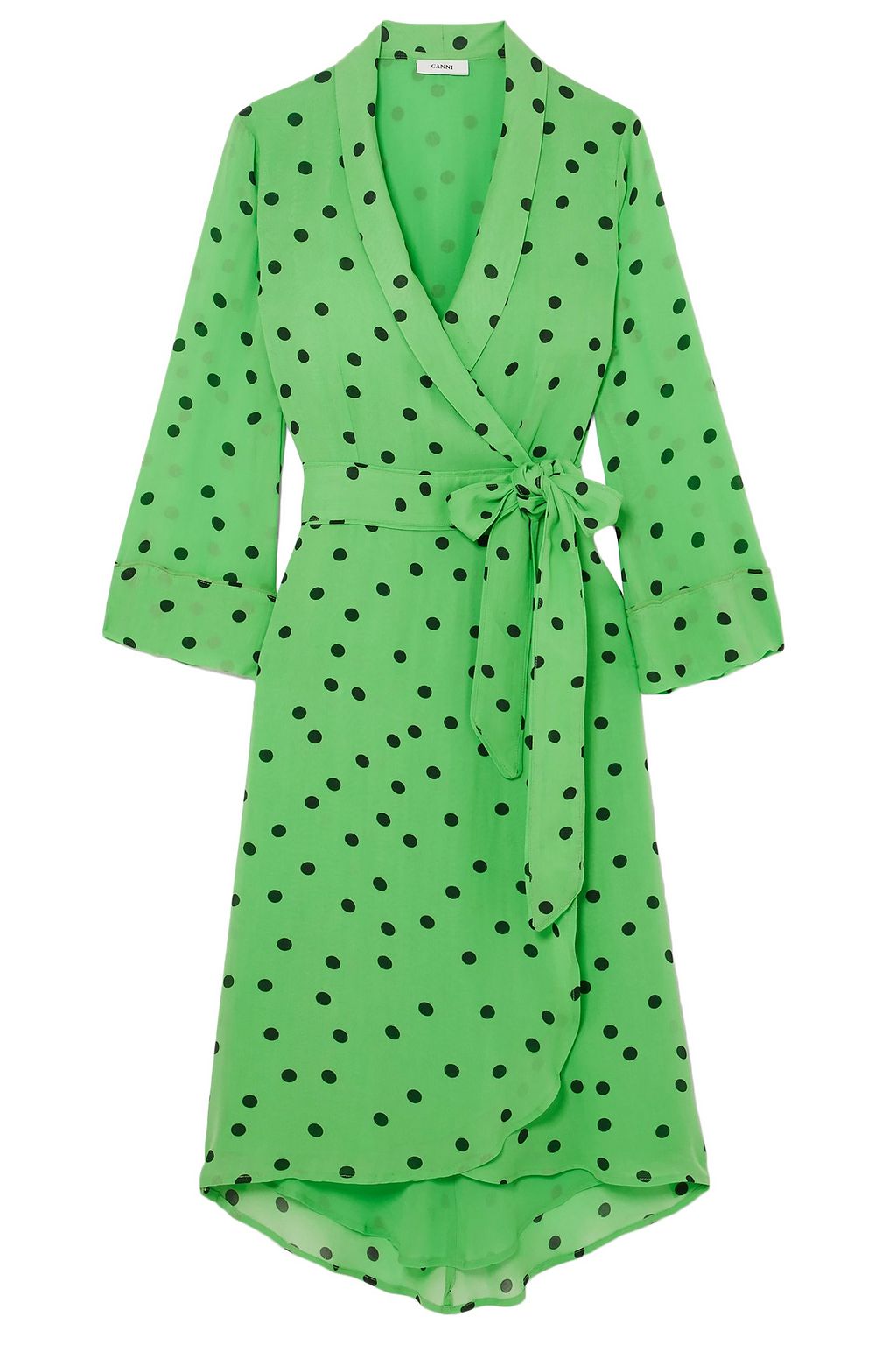 ganni polka dot georgette dress