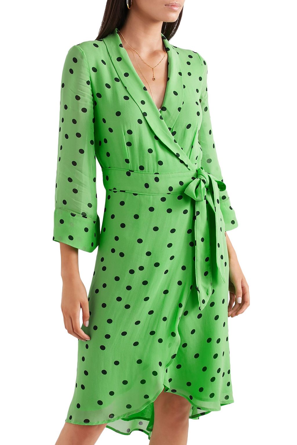 ganni green wrap dress