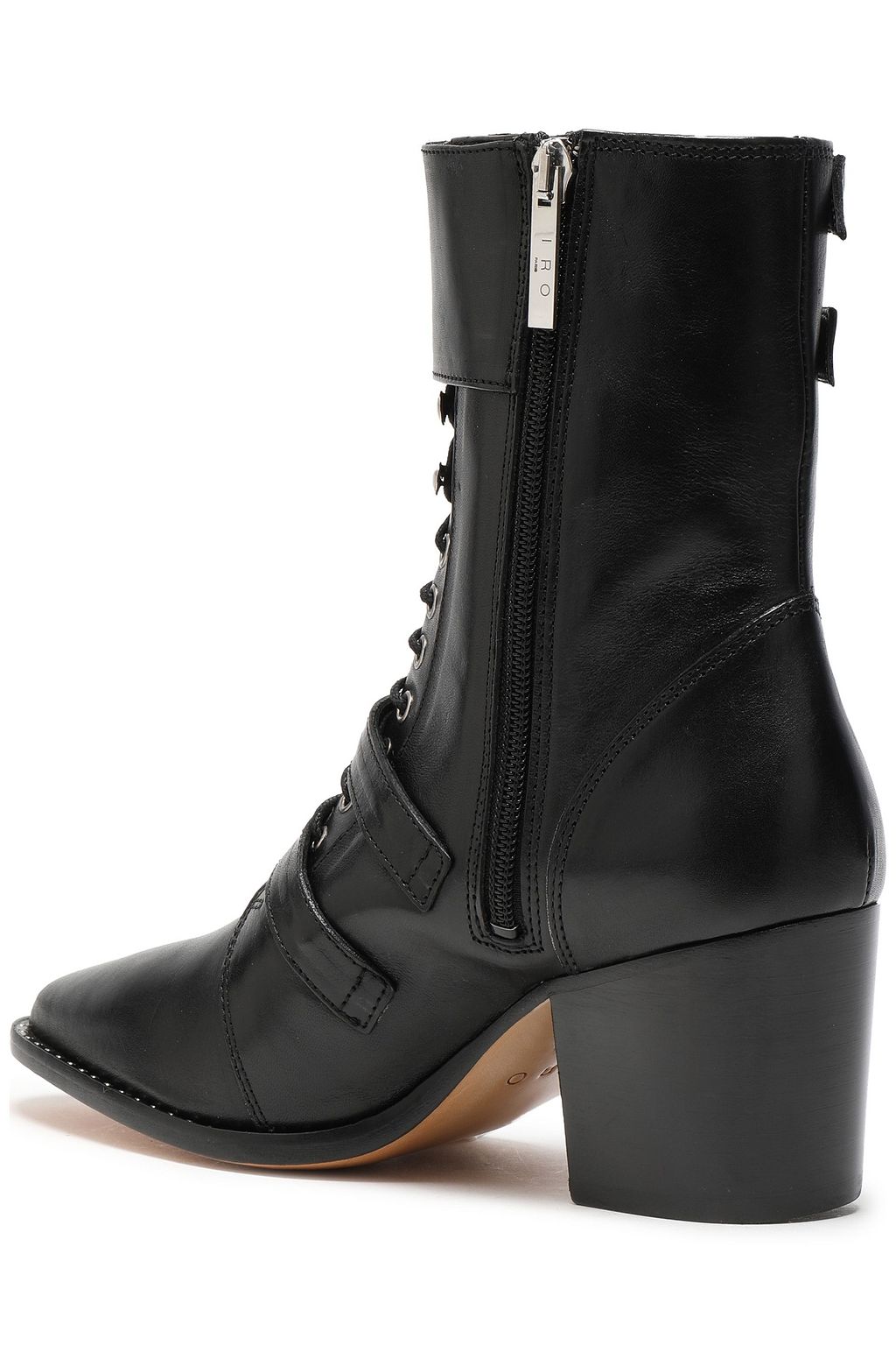 IRO Buckled lace-up leather ankle boots