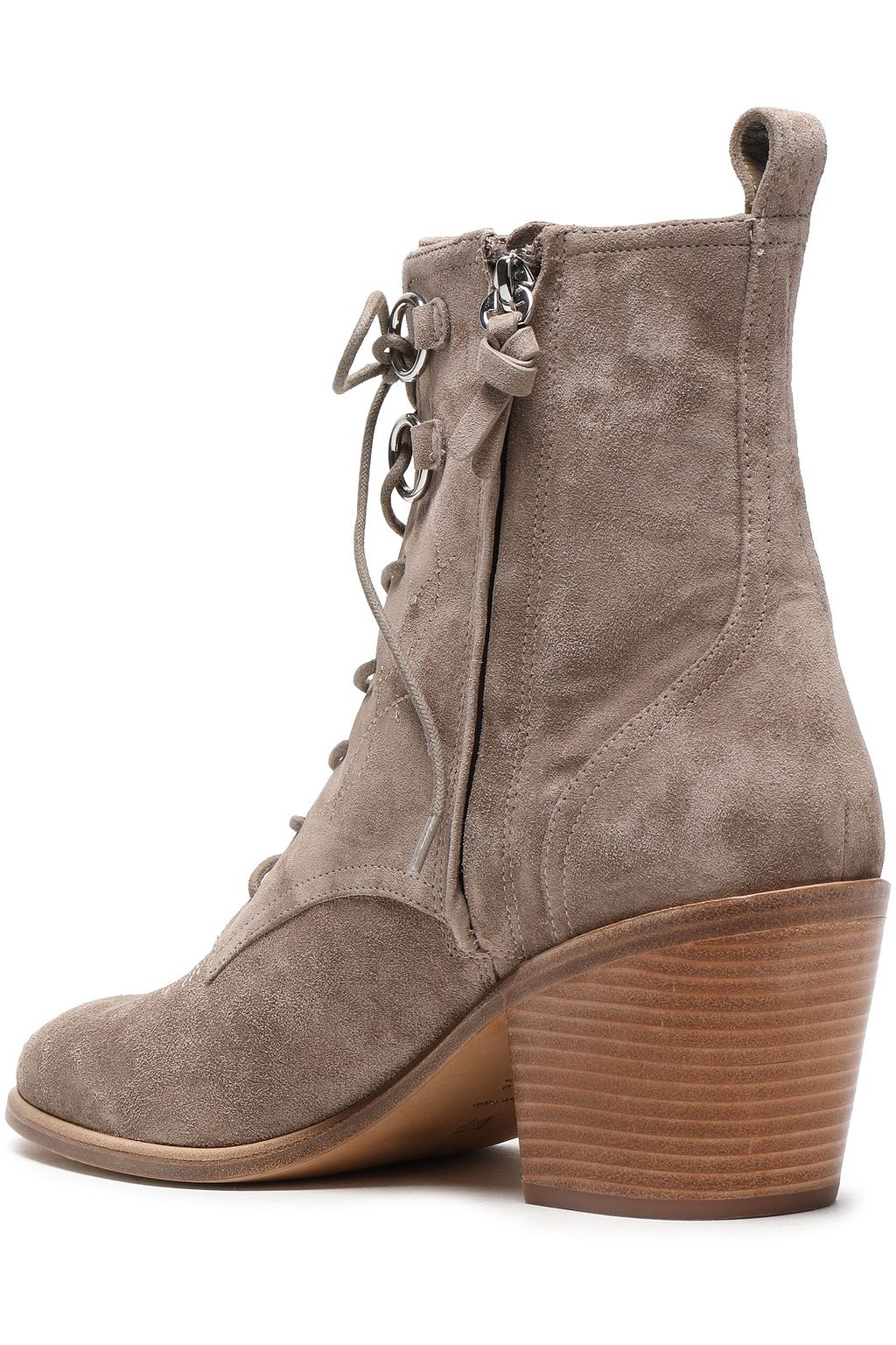 DIANE VON FURSTENBERG Lace-up embroidered suede ankle boots